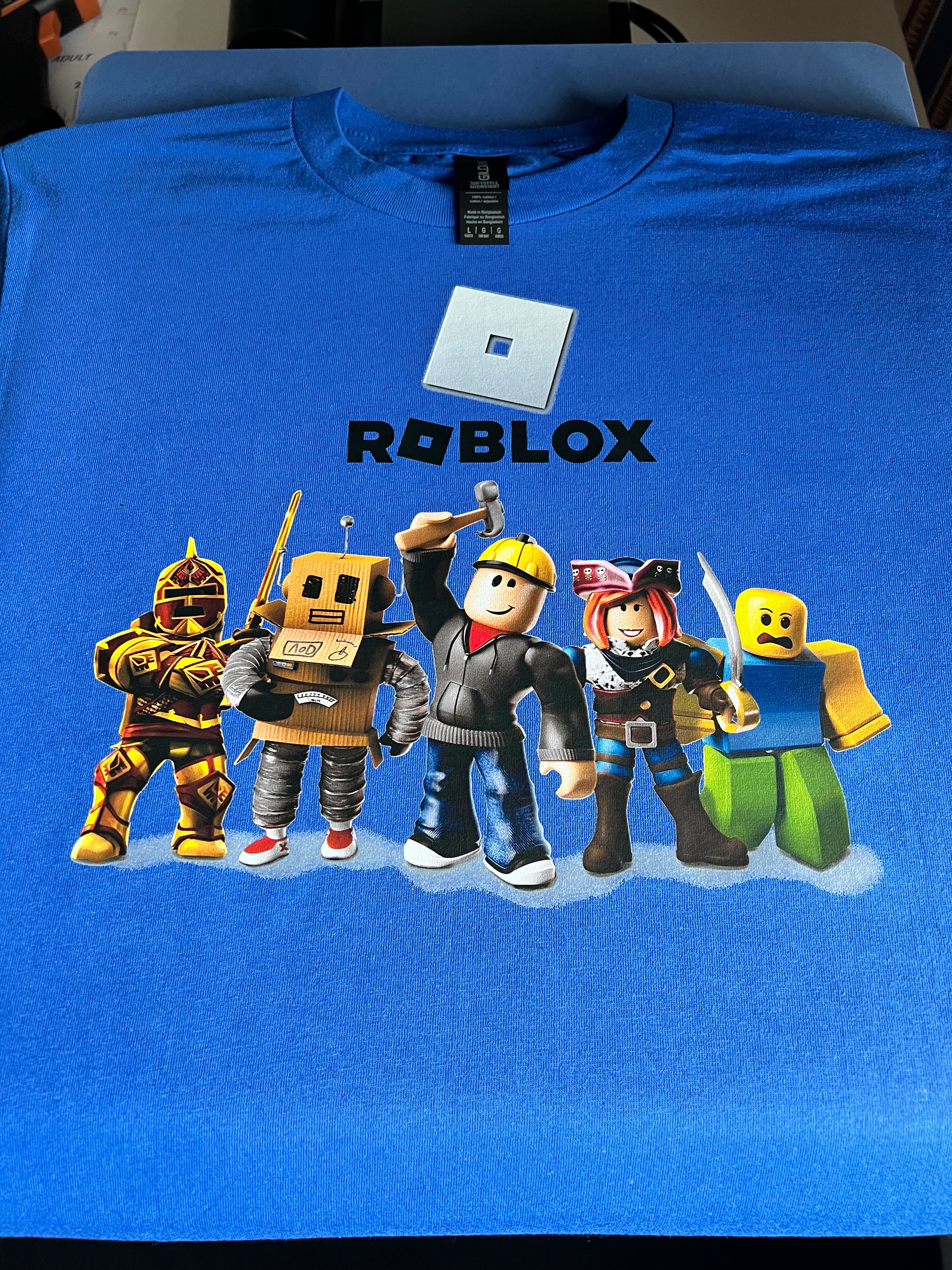 Kids printed Roblox T Shirt WHT Embroidery